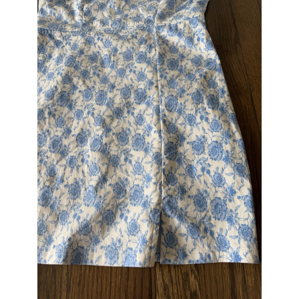 Trixxi Women's White Mini Summer Dresses with Blue Floral Print Size L - Picture 11 of 16